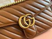 MARMONT MEDIUM SHOULDER BAG  26 IN BROWN MATELASSE CHEVRON LAMBSKIN