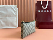 RUBBER EFFECT SMALL WALLET ON CHAIN 22.5 IN BEIGE AND DARK BROWN GG CALFSKIN