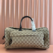 GG SMALL DUFFLE BAG 42 IN BEIGE AND DARK BROWN GG CANVAS