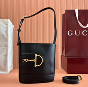 73 SMALL BUCKET BAG 20 IN BLACK SMOOTH CALFSKIN