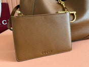 SOFTBIT MAXI SHOULDER BAG 46 IN BROWN GRAINY LAMBSKIN