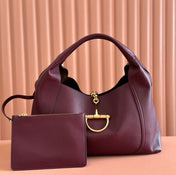 SOFTBIT MAXI SHOULDER BAG 46 IN BURGUNDY GRAINY LAMBSKIN