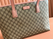 MEDIUM TOTE BAG 38 IN BEIGE AND BROWN GG COATED FABRIC PINK CALFSKIN
