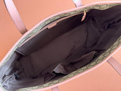 MEDIUM TOTE BAG 38 IN BEIGE AND BROWN GG COATED FABRIC PINK CALFSKIN