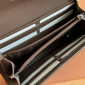OPHIDIA WALLET ON CHAIN 19 IN BEIGE AND DARK BROWN COATED FABRIC AND BROWN CALFSKIN TRIM