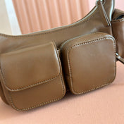 POCKET HANDBAG 21 IN OAK BROWN CALFSKIN