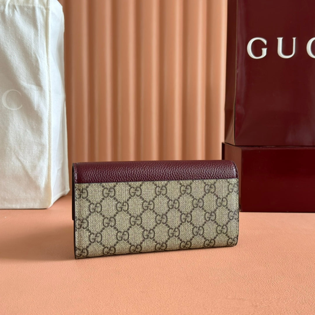 GG MARMONT BAG 19 EBONY AND DARK RED CALFSKIN ON CHAIN