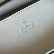 GUCCI 26S PADLOCK TOP HANDLE BAG 25 IN DARK BEIGE AND WHITE CALFSKIN