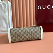 GUCCI 26S PADLOCK TOP HANDLE BAG 25 IN DARK BEIGE AND WHITE CALFSKIN