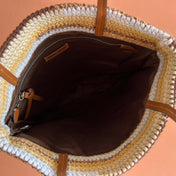 CROCHET TOTE BAG 38 IN NATURAL RAFFIA