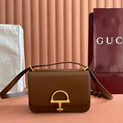 GUCCI 26S SIENA SHOULDER BAG 22 IN BROWN CALFSKIN