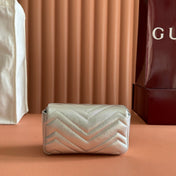 GUCCI 26S GG MARMONT BAG 16 IN SILVER LAMBSKIN