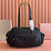 MIUMIU 26S POCKET TOP-HANDLE BAG 32 IN BLACK CALFSKIN GOLD HARDWARE