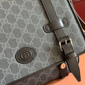 GUCCI 26S MESSENGER CROSSBODY BAG 28 IN CHARCOAL GRAY CANVAS