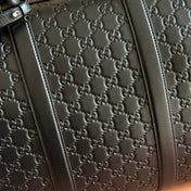 GUCCI 26S EMBLEM DUFFLE BAG 45 IN BLACK EMBOSSED CALFSKIN