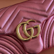GUCCI 26S GG MARMONT BAG 26 IN METALLIC PINK LAMBSKIN