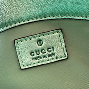 GUCCI 26S GG MARMONT BAG 16 IN METALLIC PALE GREEN LAMBSKIN