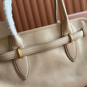 MIUMIU 26S BORSA AVENTURE BAG 44 IN DARK BEIGE LAMBSKIN GOLD HARDWARE