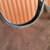 MIUMIU 26S IVY 40 TOTE IN IN CHOCOLATE BROWN CANVAS AND BLACK CALFSKIN