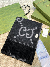 SCARF 200 CM IN BLACK MIX LIGHT GRAY CASHMERE 396377