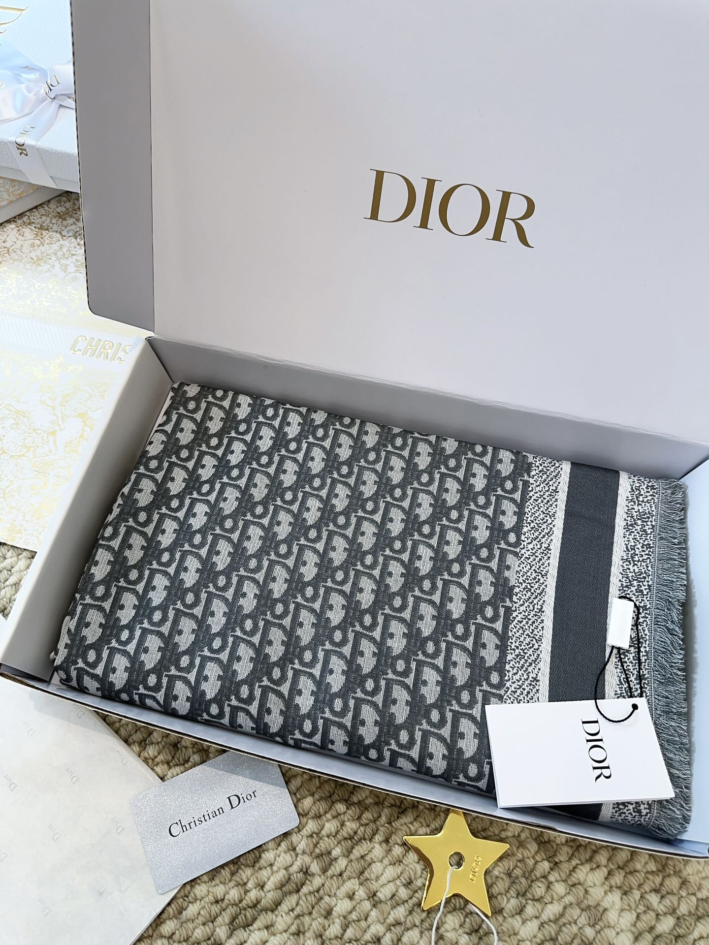 DIOR 26S SCARF 140 IN CASHMERE AND SILK 513543