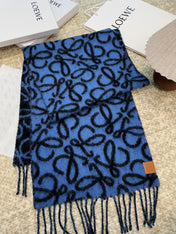 SCARF 186 CM IN COBALT BLUE MIX BLACK ALPACA AND WOOL 403824