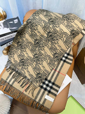 SCARF 210 CM IN CAMEL BEIGE MIX BLACK CASHMERE 408618