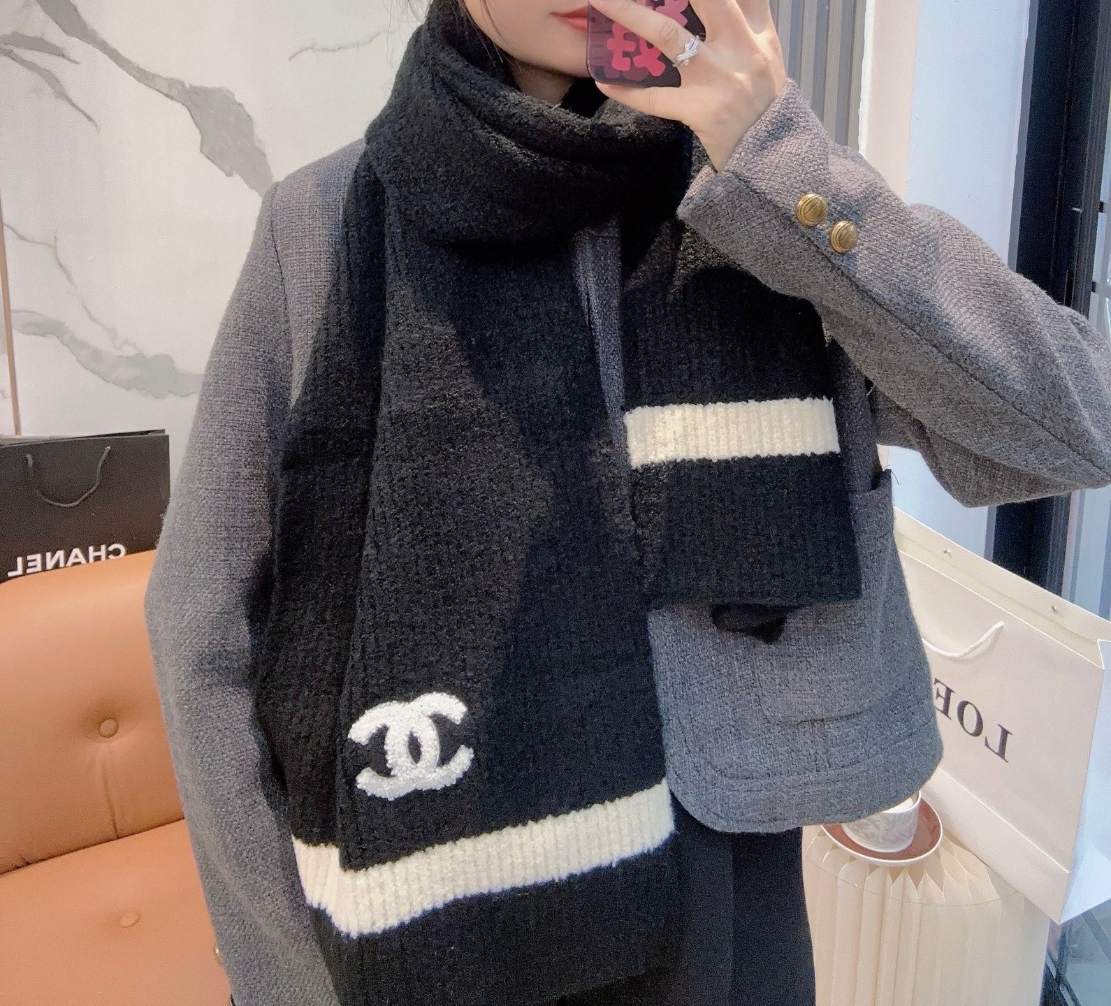 CHANEL 25S SCARF 175 CM IN  WOOL CASHMERE 943159