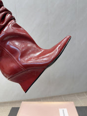 BALMAIN 26S KNEE-HIGH BOOTS 75 MM IN RED CALFSKIN