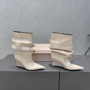 BALMAIN 26S BOOT 75 MM IN LIGHT BEIGE CALFSKIN