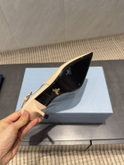 PRADA 26S POINTED TOE SLINGBACK HIGH HEELS 75MM IN BEIGE CALFSKIN