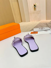 HM 26S GIULIA SANDAL IN LIGHT PURPLE SUEDE AND CALFSKIN SILVER HARDWARE