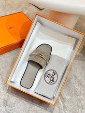 HM 26S GIULIA SANDAL IN GREY SUEDE AND CALFSKIN SILVER HARDWAREC