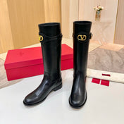 VALENTINO 26S TALL BOOTS IN BLACK CALFSKIN