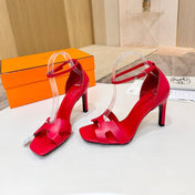 HM 26S H HIGH HEEL SANDALS 90MM IN DARK RED CALFSKIN