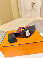 HM 26S HELIA SANDAL 70MM IN DARK RED CALFSKIN