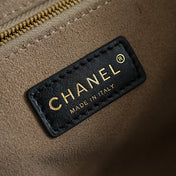 CHANEL 26S CERF TOTE BAG 39 IN BLACK CALFSKIN GOLD HARDWARE