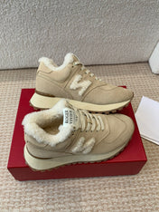 VIV' RUN SNEAKER IN LIGHT BROWN SUEDE AND SHEARLING