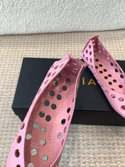 PERFO BALLET FLATS IN FLAMINGO PINK CALFSKIN