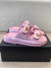DAD SANDAL IN BRIGHT PINK FABRIC WITH SEQUINS MULE
