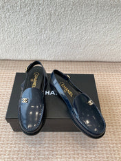 CC MOCCASIN SLINGBACK IN AEGEAN BLUE PATENT CALFSKIN
