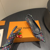 LV HIGH SLINGBACK LOGO PRINT 25S 55MM IN BLACK CALFSKIN