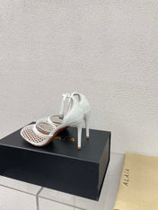 ALAIA HIGH FISHNET 9 CM PUMPS IN WHITE MESH
