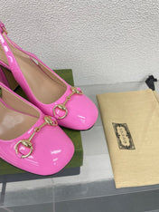 GG WOMEN'S HORSEBIT SLINGBACK 95MM IN FUSICA PINK CALFSKIN