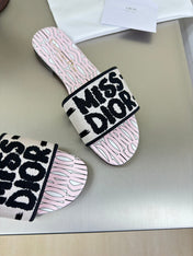 DWAY SLIDE EMBROIDERED COTTON AND LIGHT PINK MISS DIOR ALLOVER MOTIF