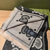 SCARF 195 CM IN BLACK AND LIGHT GRAY GG WOOL LAMÉ JACQUARD 403977