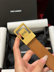 YSL 25S BELT 30 MM IN BROWN CALFSKIN 538010