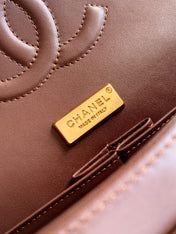 CHANEL 26S CLASSIC FLAP 25 IN BROWN BRONZE SEQUIN GOLD HARDWARE