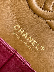 CHANEL 26S QUILTED CLASSIC FLAP MEDIUM BAG 25 IN KHAKI BROWN LAMBSKIN GOLD HARDWARE
