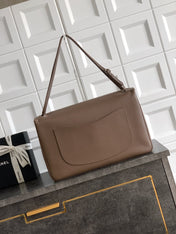 CHANEL 26S SOUPLISSIMO MAXI FLAP 39 IN BROWN GRAINED CALFSKIN SILVER HARDWARE